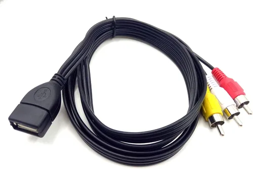 Vista 2 de Cable USB a 3RCA, 5 pies/4.9 ft USB 2.0 hembra a 3 RCA macho Jack Splitter Audio Video AV Cable adaptador compuesto (USB F/3RCA M)