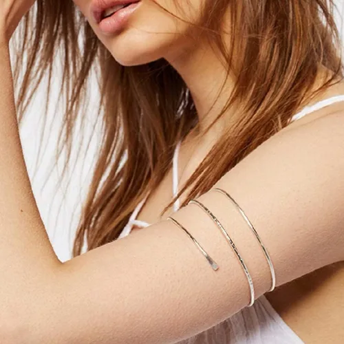 Vista 2 de Holibanna Pulseras de dijes de 3 piezas, brazalete para la parte superior del brazo, brazalete ajustable, joyería para mujeres y niñas, regalos