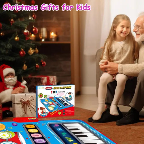 Vista 6 de Regalos para niños de 1 año, juguetes de alfombra musical 2 en 1 para niños de 1 2 3 4 5 años, regalos educativos musicales de primer cumpleaños