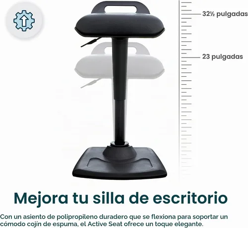 Vista 4 de Vari Active Seat Taburete ergonómico para escritorio de pie, color negro