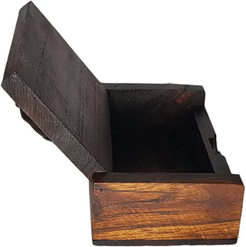 Vista 4 de Design by UnseenThailand - Caja de madera de teca tailandesa vintage con elefantes, 100% hecha a mano (elefante de madera)