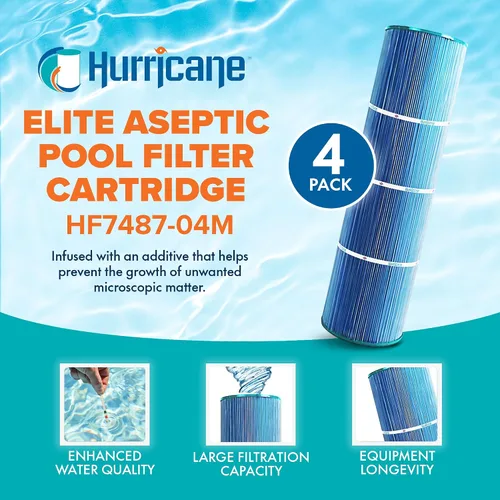 Vista 2 de Hurricane Filtros - Paquete de 4 cartuchos de filtro aséptico HF7487-04M Elite para piscina – Repuesto para PA100N, Unicel C-7487, Filbur FC-1270