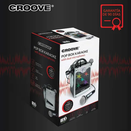 Vista 6 de Croove - Máquina de karaoke recargable para niños, 2 micrófonos, Bluetooth, luces