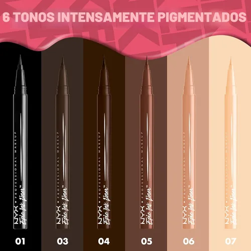Vista 8 de NYX PROFESSIONAL MAKEUP - Delineador Epic Ink, delineador líquido impermeable, fórmula vegana - color negro (paquete de 2)