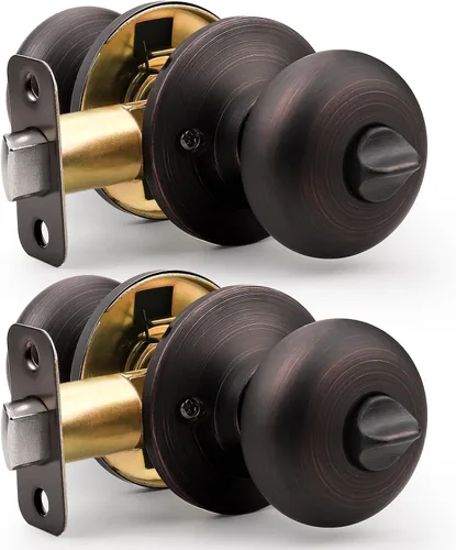 Vista 27 de Probrico Pomos de puerta de privacidad para interiores, color negro mate, 1 paquete de pomos de puerta de baño para cama, función de bloqueo