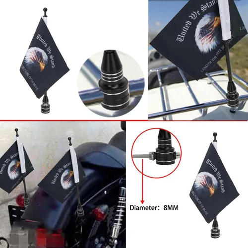 Vista 4 de Banderas de águila americana de 6 x 10 pulgadas para motocicletas, soportes de bandera y banderas, apto para Harley Honda 750 Shadow Goldwing CB VTX
