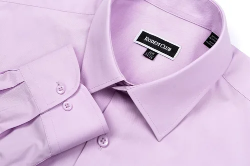 Vista 4 de Camisa de vestir para hombre, ajuste regular, manga larga, resistente a las arrugas, formal, de negocios, con botones, con bolsillo