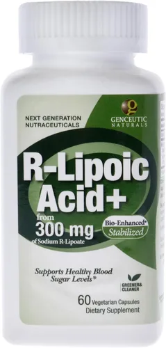 Vista 2 de Genceutic Naturals R-lipoic Acid Suplemento dietético vegetariano sin gluten sin OMG ideal para glucosa insulina nivel sanguíneo mantener - 300 mg