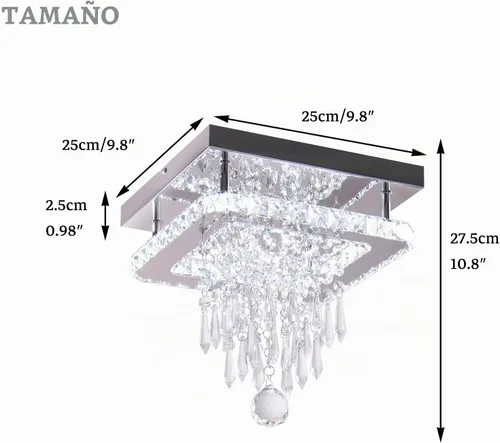 Vista 3 de Lámpara de techo de cristal cuadrada moderna LED