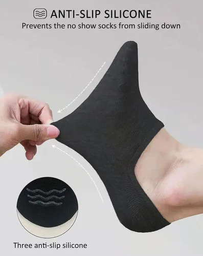 Vista 4 de 20 pares de calcetines invisibles para mujeres y hombres, calcetines de corte bajo, transpirables, casuales, calcetines delgados antideslizantes