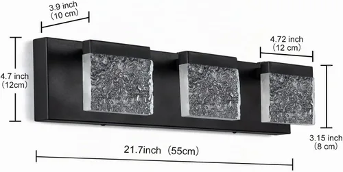 Vista 4 de [Usado] EDISLIVE Moderna lámpara de tocador de baño de 21.7 pulgadas, 3 luces LED regulables para pared de baño, para sala de estar, dormitorio