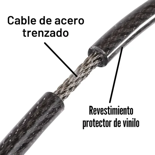 Vista 6 de Master Lock - Bloqueo negro para bicicleta, bloqueo de cable de metal tiene un revestimiento de vinilo resistente a la intemperie para mayor