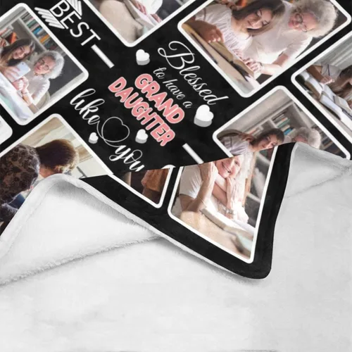 Vista 8 de Manta personalizada para nieta, mantas personalizadas con fotos, haz una manta de cama personalizada, manta de recuerdo personalizada para la mejor