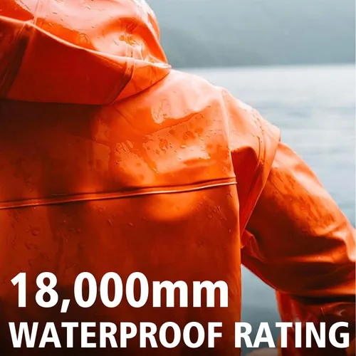 Vista 4 de Chaqueta de pesca comercial para hombre – 0.028 in PU impermeable resistente equipo de lluvia con capucha ajustable Rosa (Coral Rose)