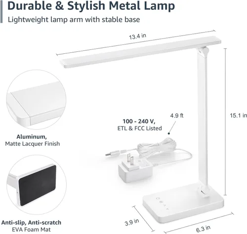 Vista 8 de Lepro Bundle - Lámpara de escritorio LED blanca y lámpara de mesa LED (plata)