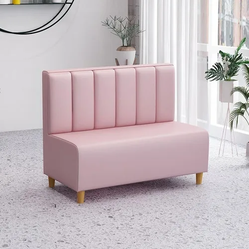 Vista 9 de Banco Settee con Respaldo, Sofá Loveseat Moderno Tapizado de PU Cabina de Una Sola Cara con Marco de Aleación, Banco Sofá de Comedor Restaurante