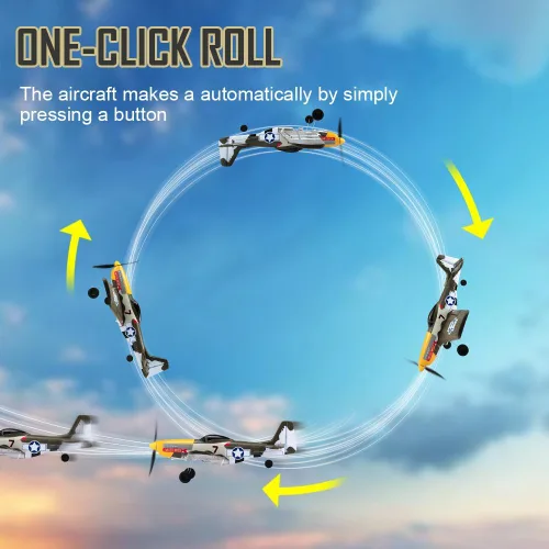 Vista 5 de ANTSIR Avión RC P51 para adultos y niños, avión de control remoto de 4 canales con Aileron/timón/elevador/giroscopio, planeador de caza Mustang
