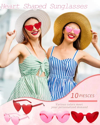 Vista 2 de Salfboy Gafas de sol de corazón para mujer, color caramelo, gafas de sol de despedida de soltera regalos de fiesta