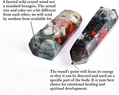Vista 4 de AMOYSTONE Obelisco de Piedra de Sangre Africana Varita de Cristal Curativo Grande Torre Columna Facetada de 6 Lados Reiki Chakra Meditación Terapia
