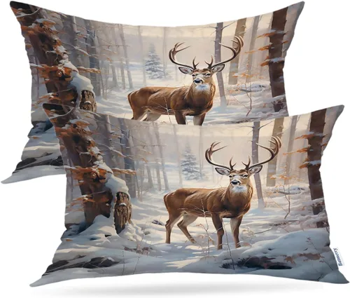 Vista 204 de Batmerry Autumn Pumpkin Templeton Throw Pillow Covers, Green Leaves Paths Forests Decorative Pillow Covers Digital Printing Blended for Couch Sofa
