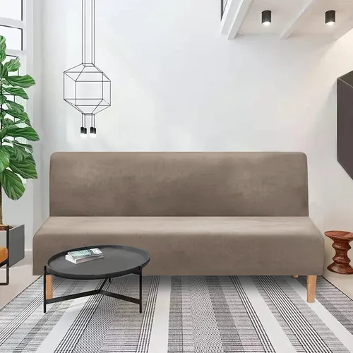 Vista 3 de TOPCHANCES Funda de sofá cama sin brazos, funda de terciopelo de felpa para sofá, funda de sofá tamaño matrimonial, lavable y extraíble, protector