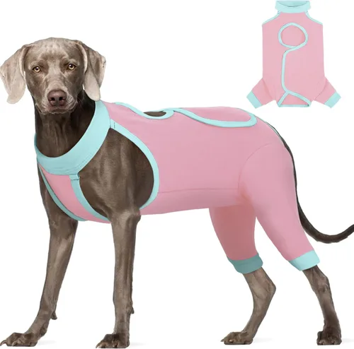 Vista 12 de ROZKITCH Manga de pierna para cirugía para perros, piernas traseras, macho y hembra para evitar lamer heridas, codo, rodillera, traje de Azul