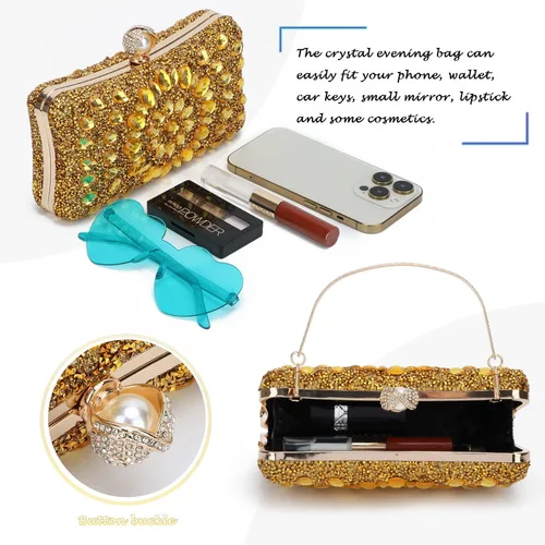 Vista 4 de Lanpet Bolso de mano multicolor con diamantes de imitación de cristal para mujer, bolso de hombro con correa de cadena