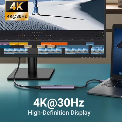 Vista 8 de UGREEN Adaptador multipuerto USB C 5 en 1 Revodok 105 4K HDMI, entrega de energía de 100 W, 3 puertos de datos USB-A, dongle USB C para MacBook