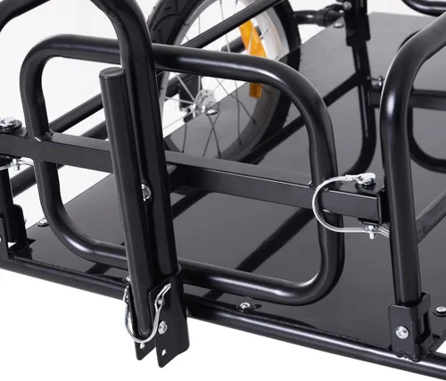 Vista 8 de Aosom Remolque de carga para bicicleta, remolque de bicicleta, carrito de bicicleta de alta resistencia, almacenamiento compacto plegable