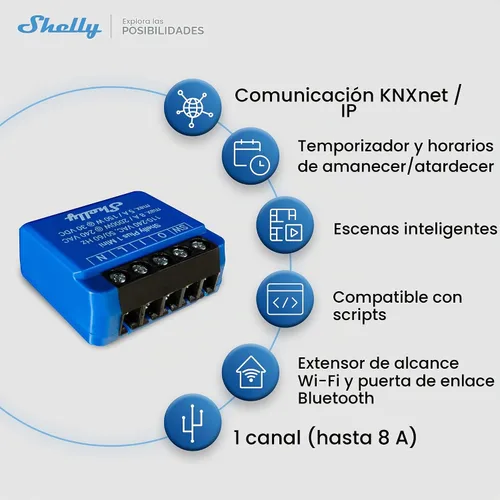Vista 5 de Shelly 1 Mini Gen3 Relé de interruptor inteligente WiFi 1 canal 8A Automatización del hogar Puerta de enlace Bluetooth Compatible con Alexa