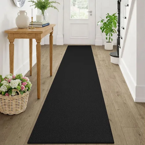 Vista 108 de KOZYFLY - Tapete para puerta de interior, lavable, pequeña, antideslizante, con respaldo de goma, felpudo de algodón para el hogar, color negro