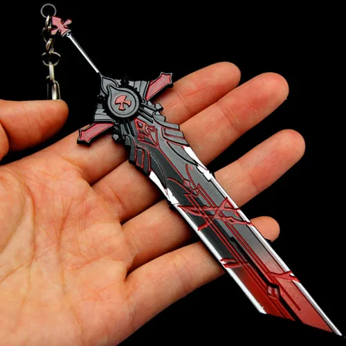 Vista 4 de retsamradassaT Genshin Impact Diluc Wolf's Gravestone Metal Claymore Arma Espada Llavero RedBlack Standard