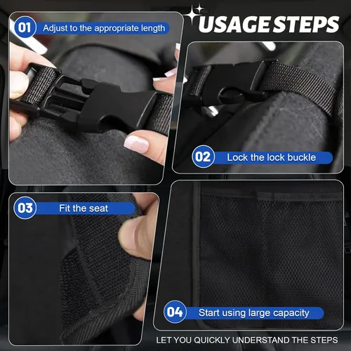 Vista 6 de Organizador universal para maletero de automóvil, organizador de asiento trasero de gran capacidad (40 x 20 pulgadas) con 10 bolsillos, bolsa