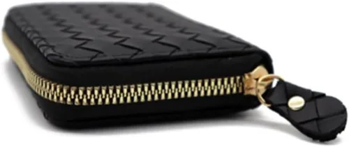 Vista 4 de Tarjetero negro para tarjetas de crédito, cartera pequeña con cremallera de acordeón, estuche organizador de tarjetas para mujeres y hombres, Negro