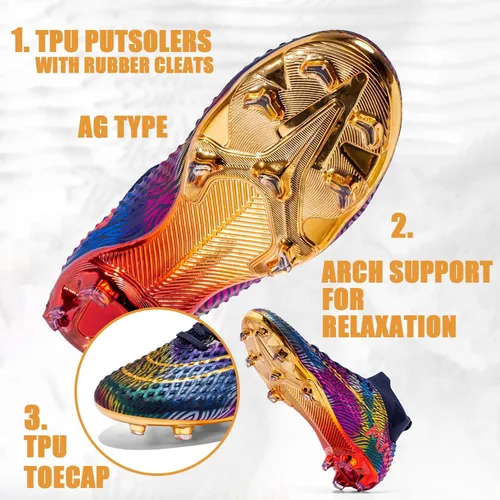 Vista 4 de HESBITEUL Zapatos de fútbol cómodos para hombre, para exteriores, interiores, para niños, para estudiantes de fútbol, zapatos deportivos de alta