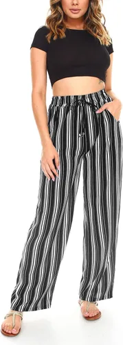 Vista 20 de Pantalones Palazzo para mujer, pantalones culottes sólidos y a rayas