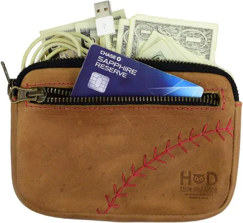 Vista 4 de Hide & Drink, Baseball Multipurpose Pouch Handmade from Full Grain Leather