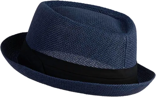 Vista 2 de Fedora de pastel de cerdo sólido de gran tamaño Azul marino