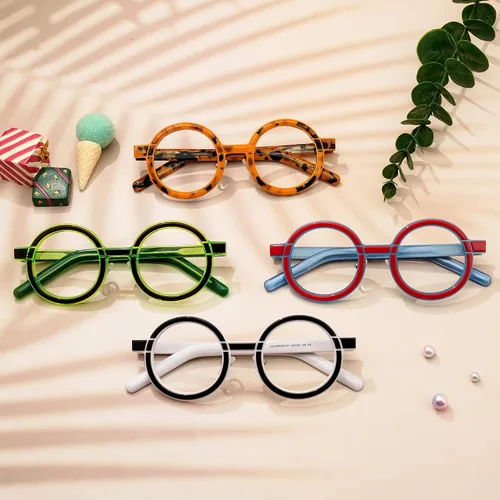 Vista 6 de VOOGLAM Gafas de bloqueo de luz azul de marco redondo, gafas negras de moda para mujer, antifatiga ocular y UV