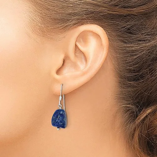 Vista 3 de Aretes colgantes de plata de ley 925 con lapislázuli azul, perlas de gota de piedra natural, joyería fina para mujeres, regalos para ella, Plata