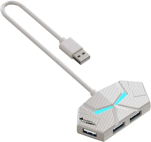 Vista 9 de Hub USB 3.0, concentrador USB de 4 puertos, divisor USB, extensor USB con puerto de alimentación para laptop, PC, Xbox, Gamepad, unidad flash, disco