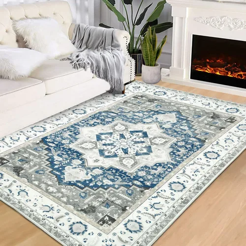 Vista 15 de COZYLOOM Alfombra de área de 2 x 6 pies, tribal, envejecida, para entrada, medallón vintage, alfombra para interiores, alfombra de pelo bajo, suave
