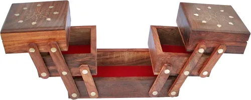 Vista 3 de Caja de joyería de madera para niñas mujeres Organizador, almacenamiento, caja de exhibición, para regalos de cumpleaños para mamá