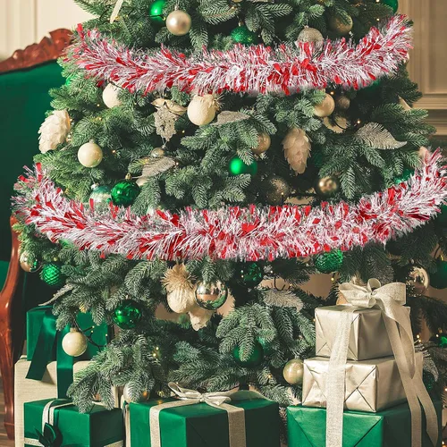Vista 6 de Guirnalda de oropel de Navidad de 50 pies, guirnalda metálica para decoración de árbol de Navidad, boda, cumpleaños, Año Nuevo, adornos colgantes