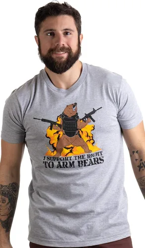 Vista 2 de I Support The Right to Arm Bears Dad Joke Funny Pun Gun Broma Hombre Mujer Camiseta