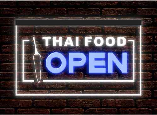 Vista 23 de 110228 Thai Food Open Thailand Restaurant Cafe Bar Display LED Light Neon Sign (16 Colors By Remote, 12" X 8")
