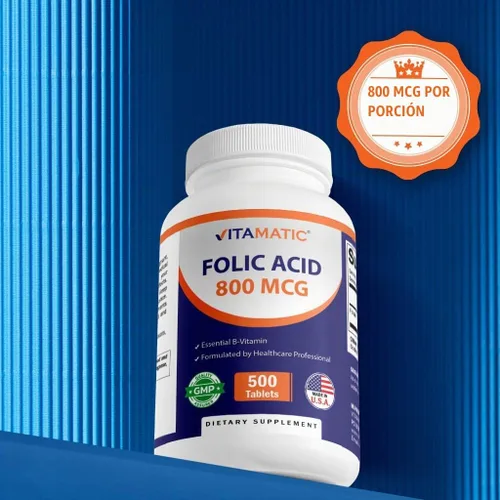 Vista 7 de Vitamatic Ácido fólico 800 mcg - 500 Tabletas Vegetarianas - Vitamina B9