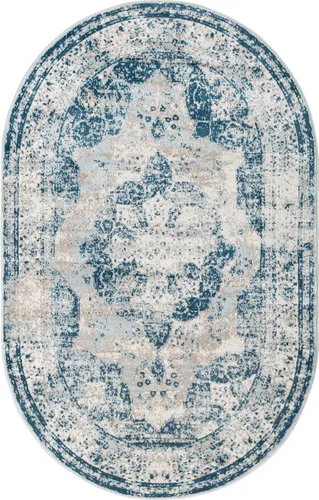 Vista 573 de Unique Loom Sofia Collection - Alfombra de área - Salle Garnier (3' 3" x 5' 3" Rectángulo, Turquesa/Azul)