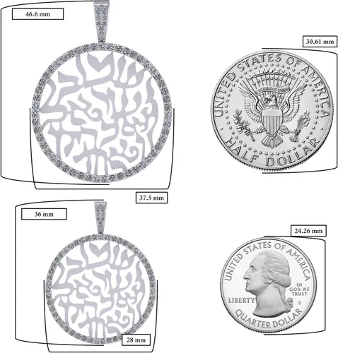 Vista 3 de Central Diamond Center Shema Israel - Collar con colgante de oración hebrea en plata de ley maciza