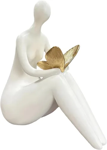 Vista 15 de Lescafita Figurillas Románticas de Pareja Escultura – Escultura Abstracta de Pareja en Banco de Piedra, Estatua de Decoración Moderna para el Hogar